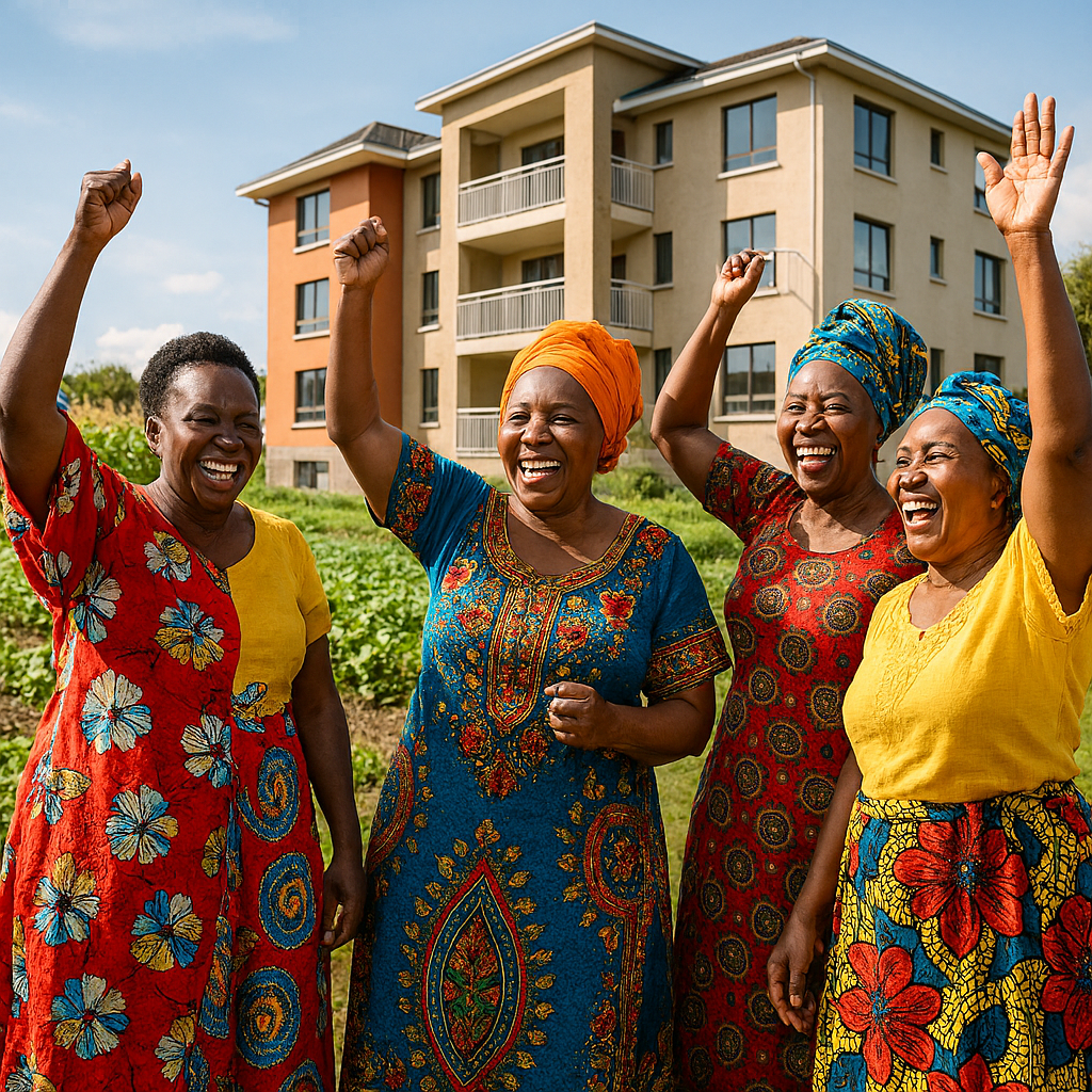 Chama women celebrating community savings
